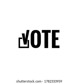 Vote vector icon. Election template with check mark symbol on white background.