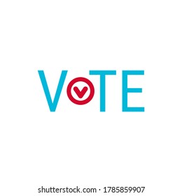 Vote vector icon. Election template with check mark symbol on white background.