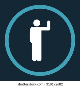 Vote vector icon. This rounded flat symbol is drawn with blue and white colors on a dark blue background.