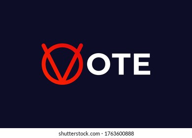 Vote vector sign. Isolated flat vote banner.