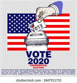 Vote, Vintage stylized USA election conceptual drawing