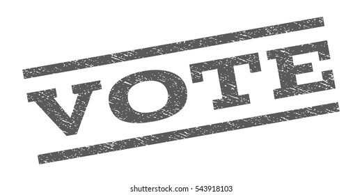 Vote watermark stamp. Text tag between parallel lines with grunge design style. Rubber seal stamp with unclean texture. Vector grey color ink imprint on a white background.