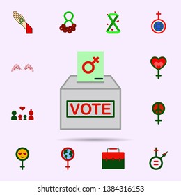 Vote, woman rights, feminism color icon. Universal set of 8 march for website design and development, app development