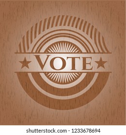 Vote wooden emblem. Vintage.