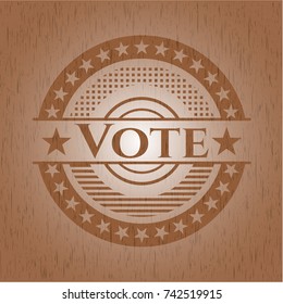 Vote wooden emblem. Vintage.