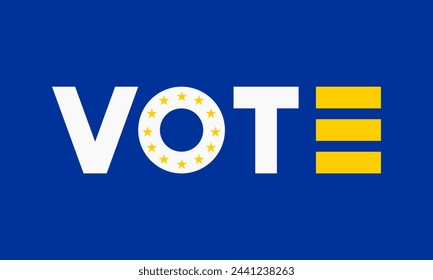 Vote word banner or icon. European federal or municipal elections poster. European parliament election label.