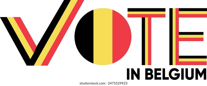 vote word Belgium or Dutch with voting sign showing general election of Belgium, vector illustration