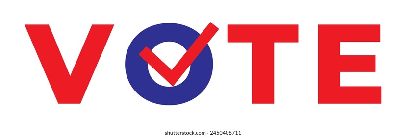 Voto palabra con símbolo de marca de verificación en el interior. Logo de campaña electoral política