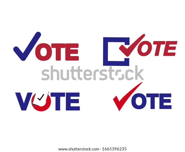 投票用の単語とチェックマークの記号 政治選挙キャンペーンのロゴ バッジデザインの一部として適用可能 平らなベクター画像イラスト のベクター画像素材 ロイヤリティフリー