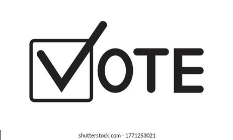 Vote word with checkmark symbols, Check mark icon, Political template elections campaign logo concept, Badge flat design vector illustration