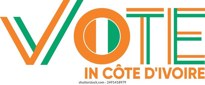 vote word Côte d'Ivoire or IVORIAN with voting sign showing general election of Côte d'Ivoire, vector illustration