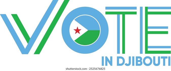 palabra de voto Djibouti o Djibouti con signo de votación que muestra la elección general de Djibouti, Ilustración vectorial