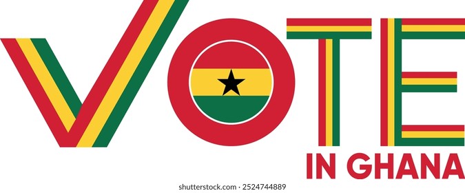 palabra de voto Ghana o ghaneses con signo de votación que muestra las elecciones generales de Ghana, Ilustración vectorial