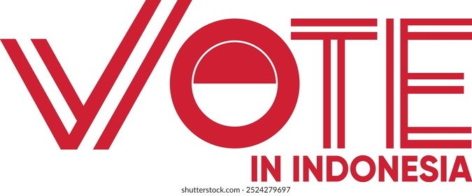 vote word Indonesia or Indonesian with voting sign showing general election of Indonesia, vector illustration
