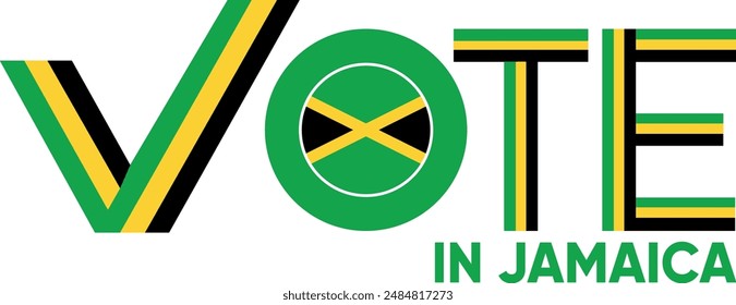 vote word Jamaica or Jamaicans with voting sign showing general election of Jamaica, vector illustration