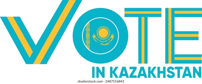 vote word Kazakhstan or Kazakhstani with voting sign showing general election of Kazakhstan, vector illustration