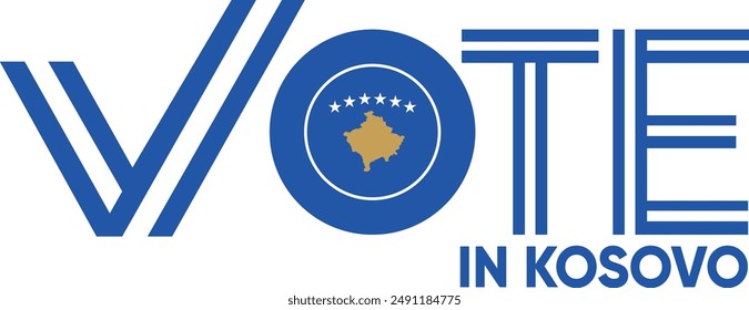 vote word Kosovo or Albanians with voting sign showing general election of Kosovo, vector illustration