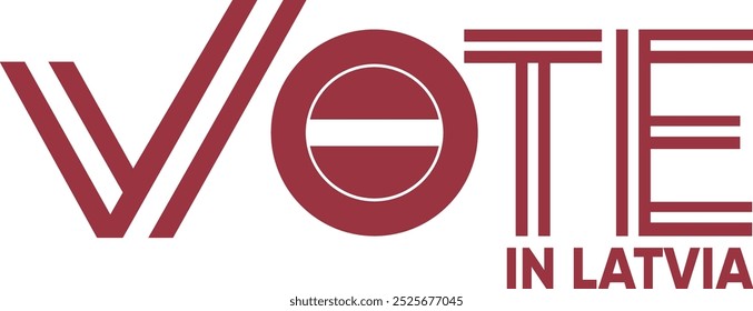 palavra de voto Letônia ou Letões com sinal de voto mostrando a eleição geral da Letônia, ilustração vetorial