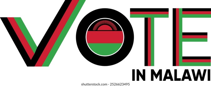 vote word Malawi or Malawian with voting sign showing general election of Malawi, vector illustration