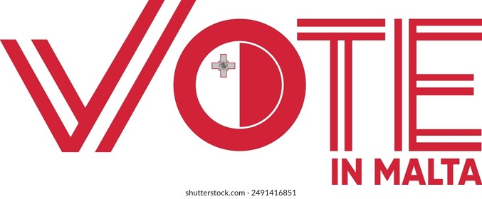 Palabra de voto Malta o Maltin con el signo de votación que muestra la elección general de Malta, Ilustración vectorial