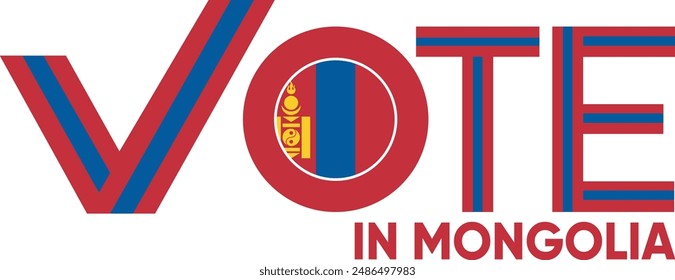 Palabra de voto Mongolia o Mongolia con signo de votación que muestra la elección general de Mongolia, Ilustración vectorial