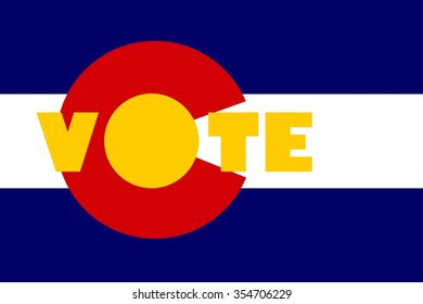 Vote word on Colorado flag background. Image relative to parliament, president and others elections in United States of America