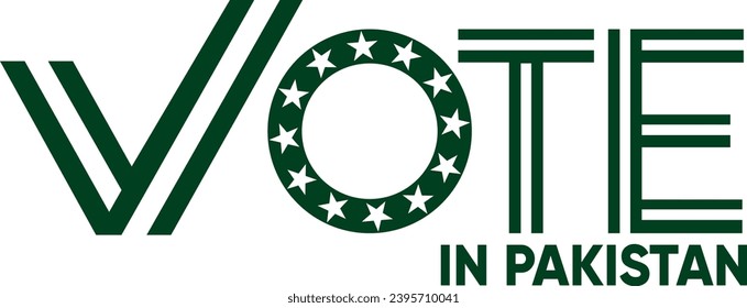 vote word Pakistan style with check mark, vector illustration