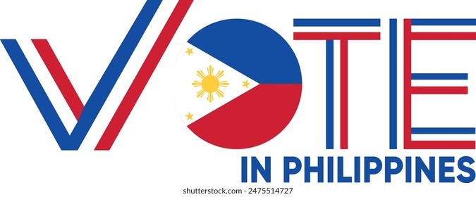 vote word Philippines or Filipina with voting sign showing general election of Philippines, vector illustration