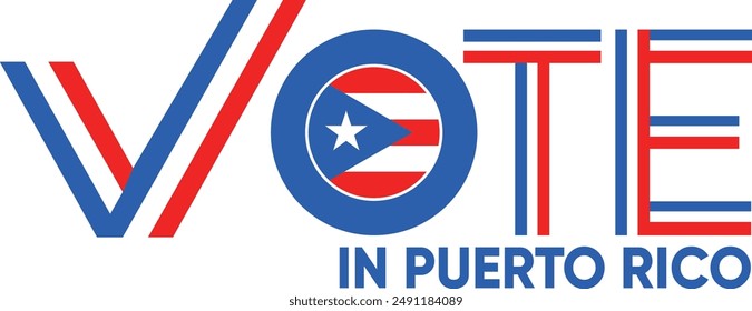 Palabra de voto Puerto Rico o los puertorriqueños con el signo de votación que muestra la elección general de Puerto Rico, Ilustración vectorial