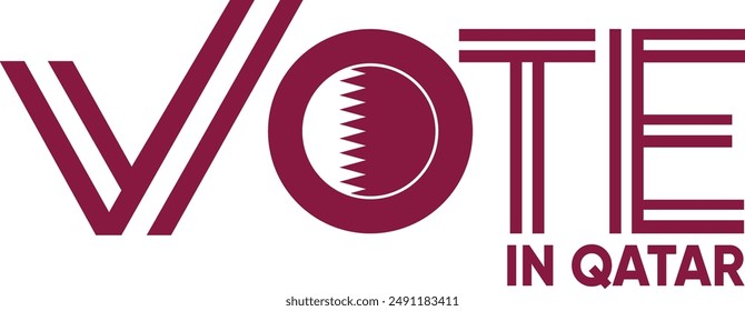 vote word Qatar or Qatari with voting sign showing general election of Qatar, vector illustration