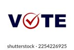 VOTE word with red checkmark symbol for election design vector illustration