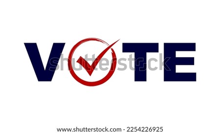 VOTE word with red checkmark symbol for election design vector illustration