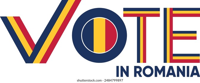 vote word Romania or Romanian with voting sign showing general election of Romania, vector illustration