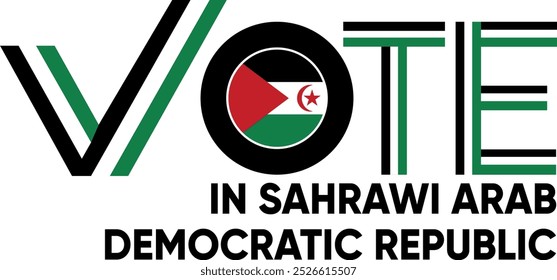 palabra de voto República Árabe Saharaui Democrática o Bangladesh o Arabi con signo de votación que muestra las elecciones generales de la República Árabe Saharaui Democrática, Ilustración vectorial