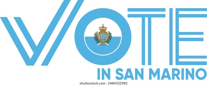 vote word San Marino or Albanian with voting sign showing general election of San Marino, vector illustration