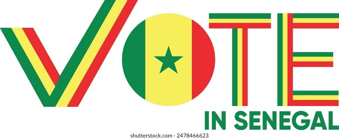 vote word Senegal or Lions of Teranga with voting sign showing general election of Senegal, vector illustration