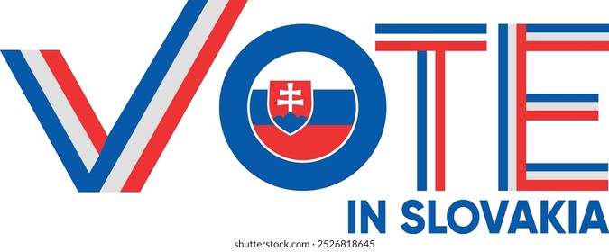 vote word Slovakia or Slovak with voting sign showing general election of Slovakia, vector illustration
