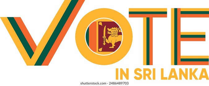 vote word Sri Lanka or Sri Lankan with voting sign showing general election of Sri Lanka, vector illustration