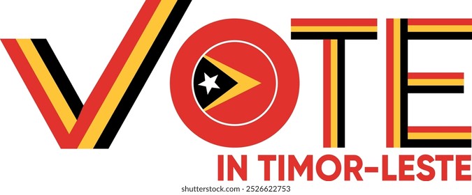 votar palavra Timor-Leste ou timorense com sinal de voto mostrando eleição geral de Timor-Leste, ilustração vetorial