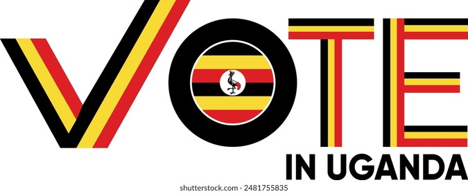 palabra de voto Uganda o Uganda con el signo de votación que muestra la elección general de Uganda, Ilustración vectorial