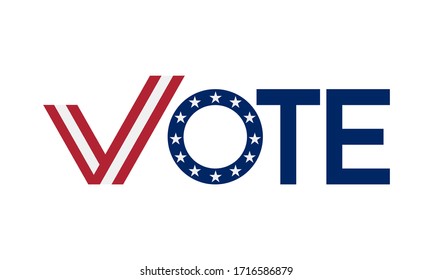 vote word united states style with check mark, vector illustration