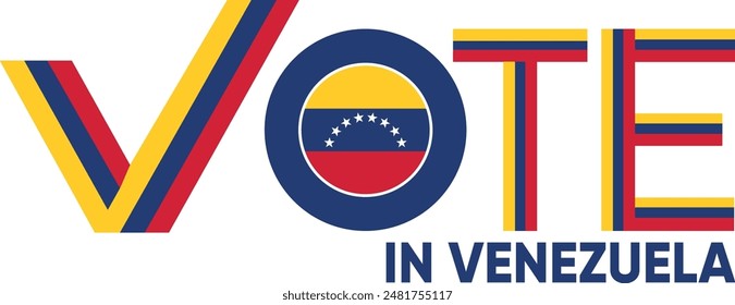 vote word Venezuela or Venezuelan with voting sign showing general election of Venezuela, vector illustration