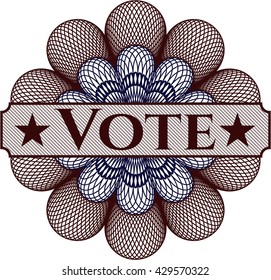 Vote written inside rosette