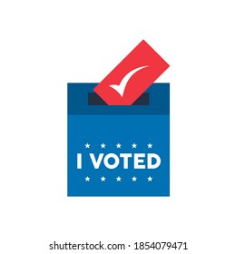 i voted lettering with voting box vector illustration design