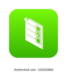 Voted paper icon green vector isolated on white background
