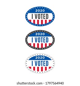 I Voted Sticker. Election Sticker. 2020 Elections Sticker. Vector Illustration Background. 