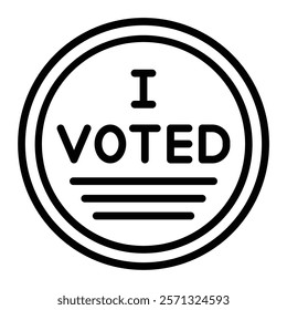 I Voted Sticker Vector Line Icon Design