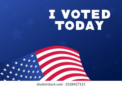 I Voted Today Message with American Flag on Blue Star Background