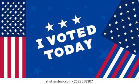 I Voted Today Patriotic Banner with American Flag and Stars Design Vector Illustration