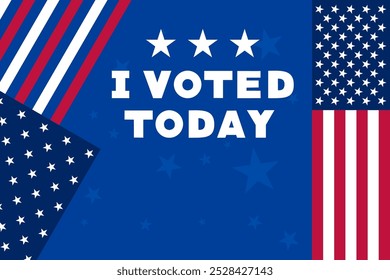 I Voted Today Poster with Stars and USA Flag Icons on Blue Star Background